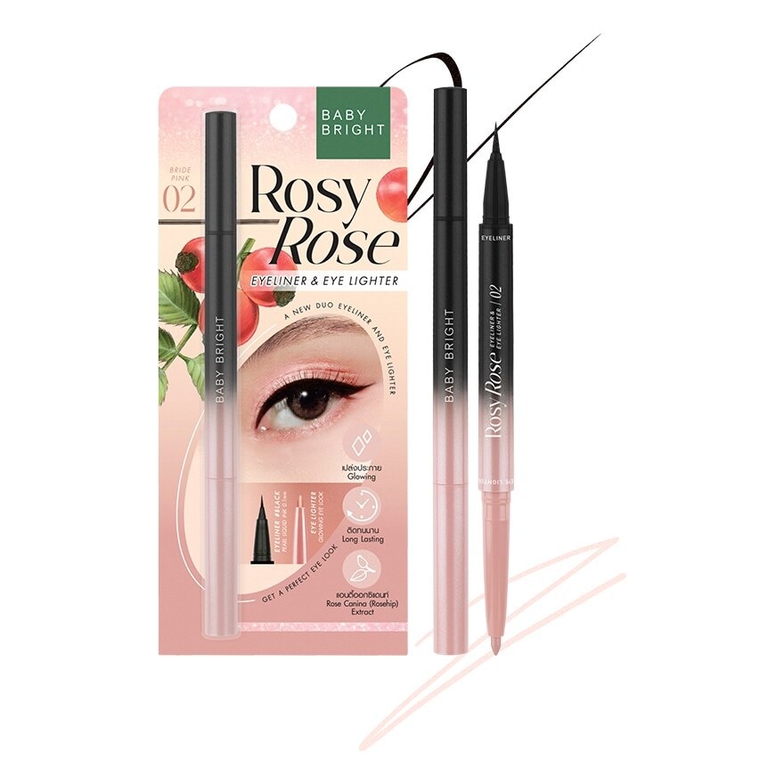 Baby Bright Rosy Rose Eyeliner And Eye Lighter 0.3ml+0.2g 02 Bride Pink