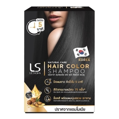 Le Sasha Lesasha Natural Care Hair Color Shampoo Natural Black 30 Ml.X6'S แชมพูเปลี่ยนสีผม