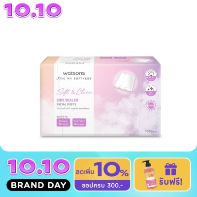 WATSONS วัตสัน สำลีแผ่นรีดข้าง 100 แผ่น. image