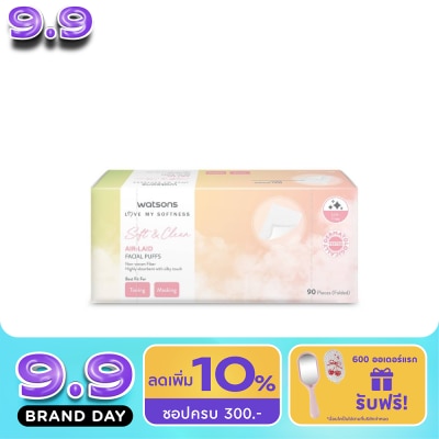 WATSONS - วัตสัน แอร์-เลด เฟเชียล พัฟฟ์ส แผ่นเช็ดหน้า 90 แผ่น. image