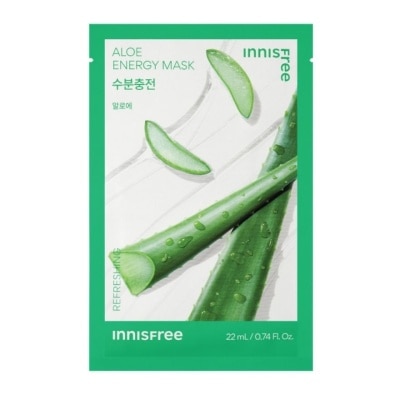 Innisfree อินนิสฟรี อโล เอนเนอร์จี มาส์ก 1 แผ่น มาส์กหน้าผิวชุ่มชื้น ปลอบประโลมผิว เรียบเนียน