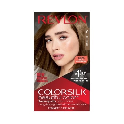 Revlon เรฟลอน คัลเลอร์ซิลค์ บิวตี้ฟูล คัลเลอร์ วิท เคราติน No.51 น้ำตาลอ่อน