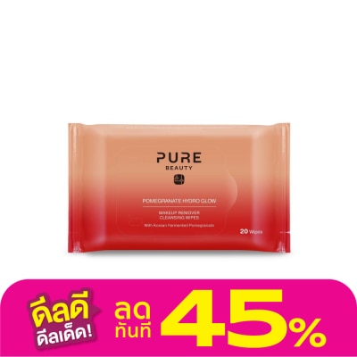 Pure Beauty Pure Beauty Pomegranate Hydro Glow Makeup Remover Cleansing Wipes 20 sheets.