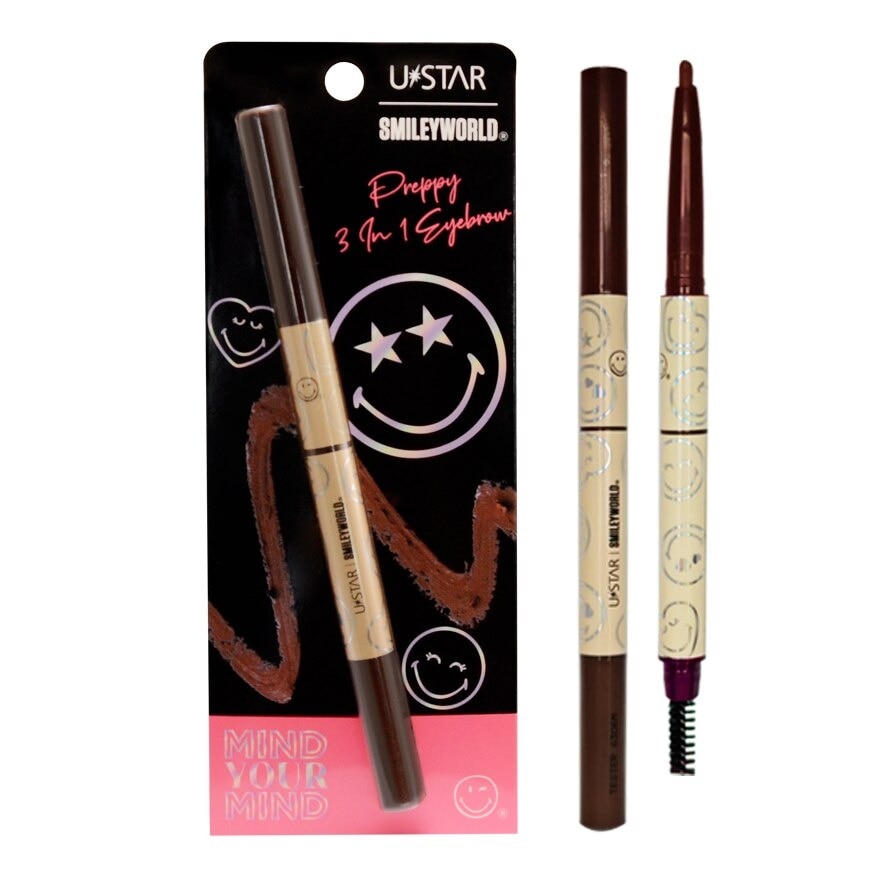 UStar Ustar Smileyworld Preppy 3 In 1 Eyebrow 0.55g. Dark Brown