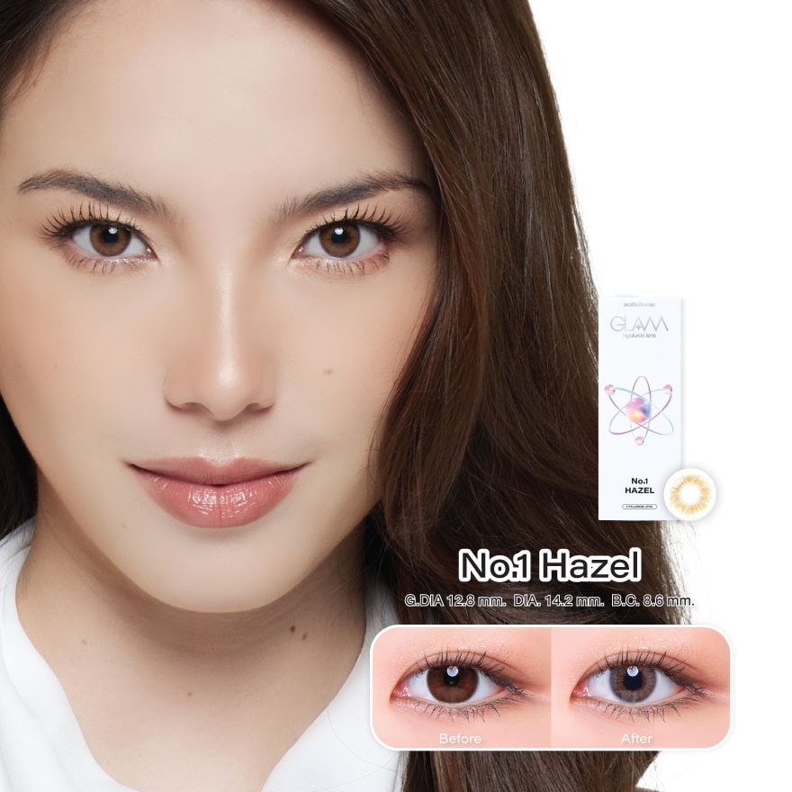 แกลม คอนแทคเลนส์ รายเดือน สีน้ำตาลฮาเซล -1.50 (2 ชิ้น)