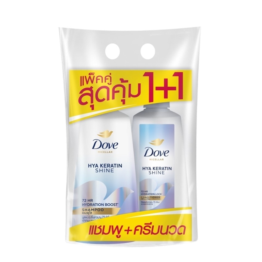 Dove Micellar Shampoo + Conditioner Hya Keratin Shine 350 Ml.Twin Pack