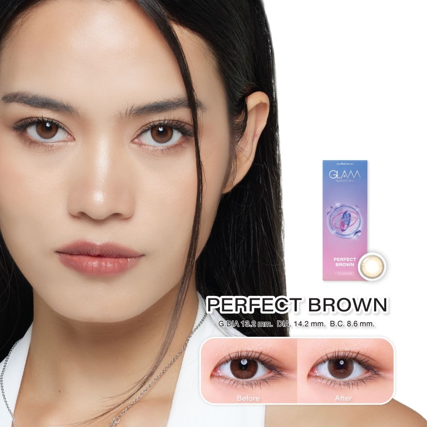 แกลม คอนแทคเลนส์ รายเดือน สี  Perfect Brown -3.50 (2 ชิ้น)