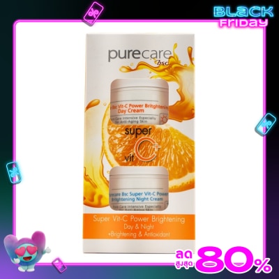 Pure Care เพียวแคร์ บีเอสซี วิตซี พาวเวอร์ ไบรท์เทรนนิ่ง เดย์แอนด์ไนท์ ครีม 20ก.
