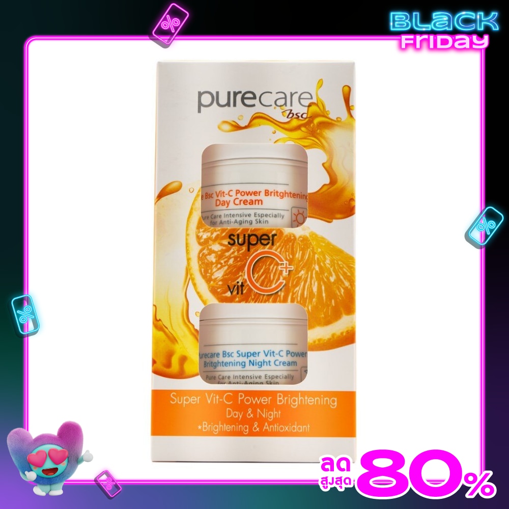 เพียวแคร์ บีเอสซี วิตซี พาวเวอร์ ไบรท์เทรนนิ่ง เดย์แอนด์ไนท์ ครีม 20ก.