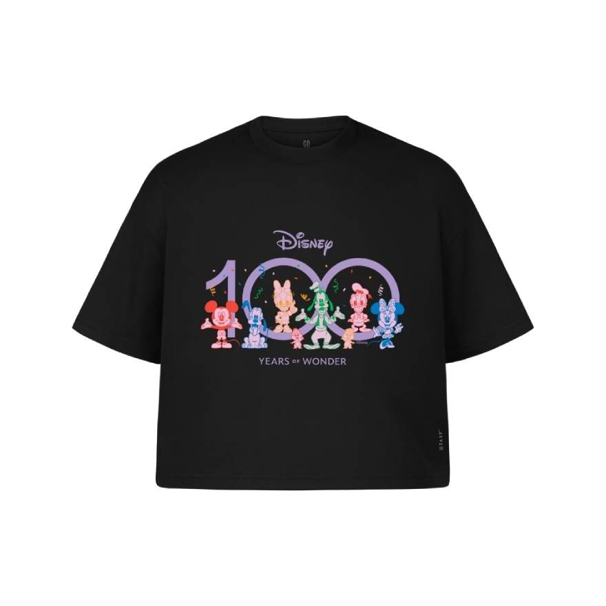 GQ Disney Crop T-Shirt MickeyFriend Black Size S