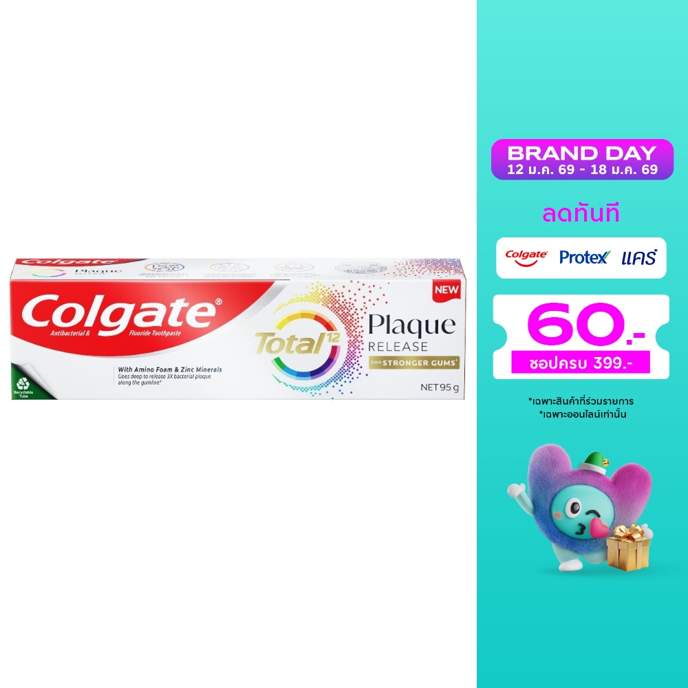 Colgate คอลเกต ยาสีฟัน โททอล พลัค รีลีส เจนเทิล มิ้นท์ 95 กรัม
