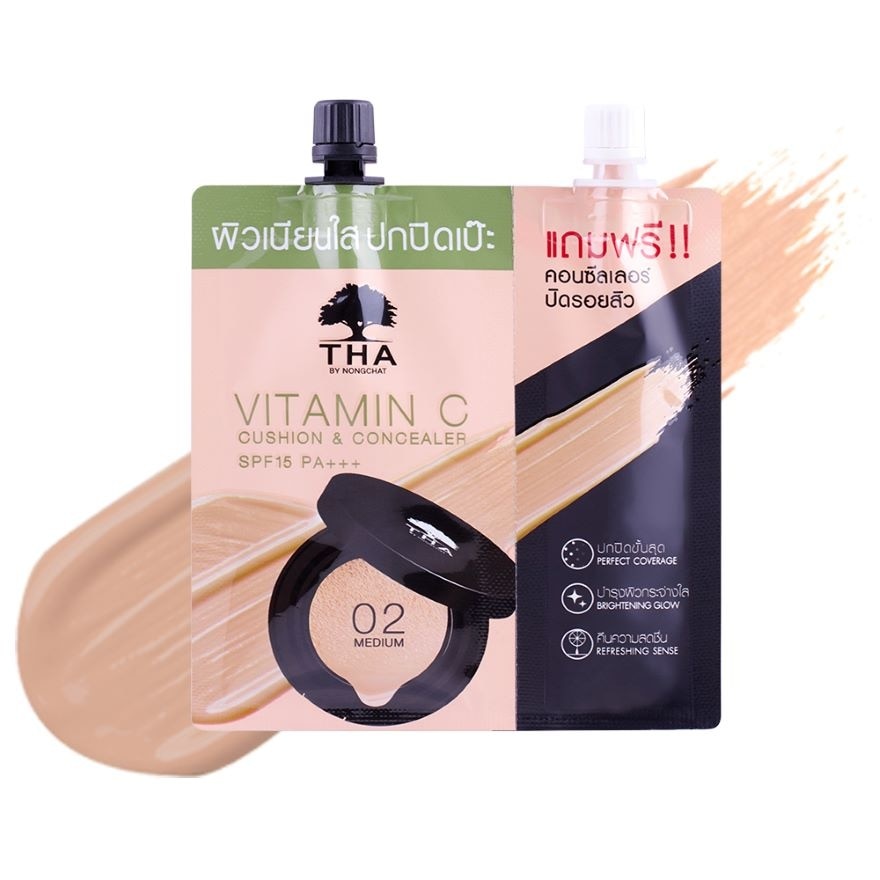 THA By Nongchat Vitamin C Cushion And Concealer SPF15 PA+++ 9g. 02 Medium