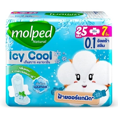 Molped - โมลเพด เนเชอรัล ไอซี่ คูล อัลตร้า สลิม 0.1 มีปีก 25 ซม. 7 ชิ้น