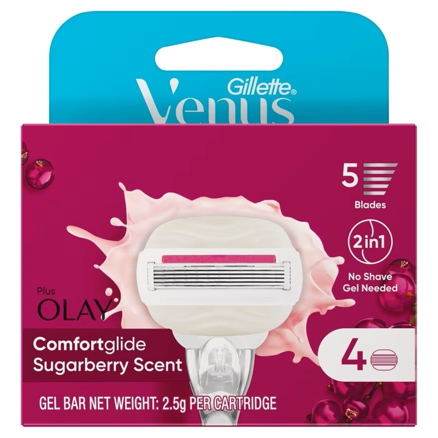 Gillette Venus Comfort Glide Sugarberry Scent Blades 4'S