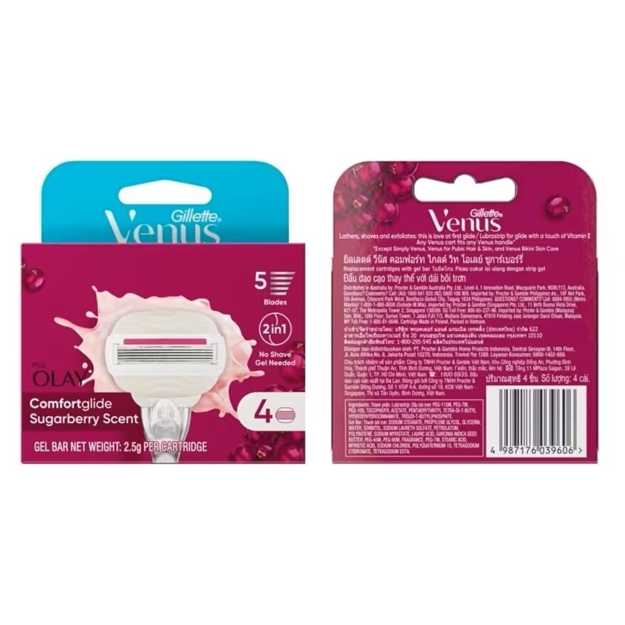 Gillette Venus Comfort Glide Sugarberry Scent Blades 4'S