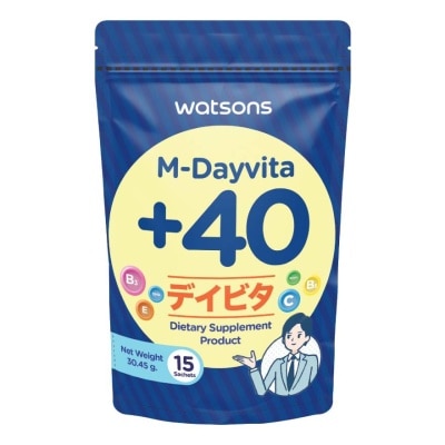 WATSONS วัตสัน เอ็ม-เดย์ไวต้าพลัส 40 (ผลิตภัณฑ์เสริมอาหาร) 15 ซอง