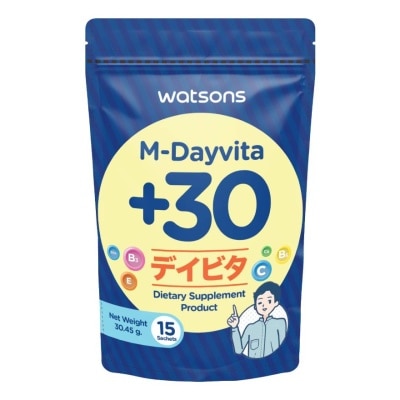 WATSONS วัตสัน เอ็ม-เดย์ไวต้าพลัส 30 (ผลิตภัณฑ์เสริมอาหาร) 15 ซอง