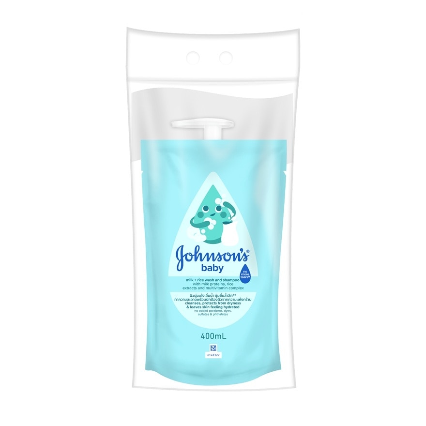 Johnson's Baby Milk + Rice Wash Shampoo 500 Ml.+Refill 400 Ml.