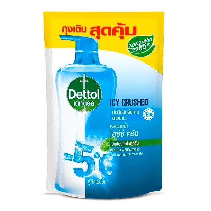 Dettol Shower Gel Icy Crushed Refill 370 G. เจลอาบน้ำ เย็นสบาย สดชื่น