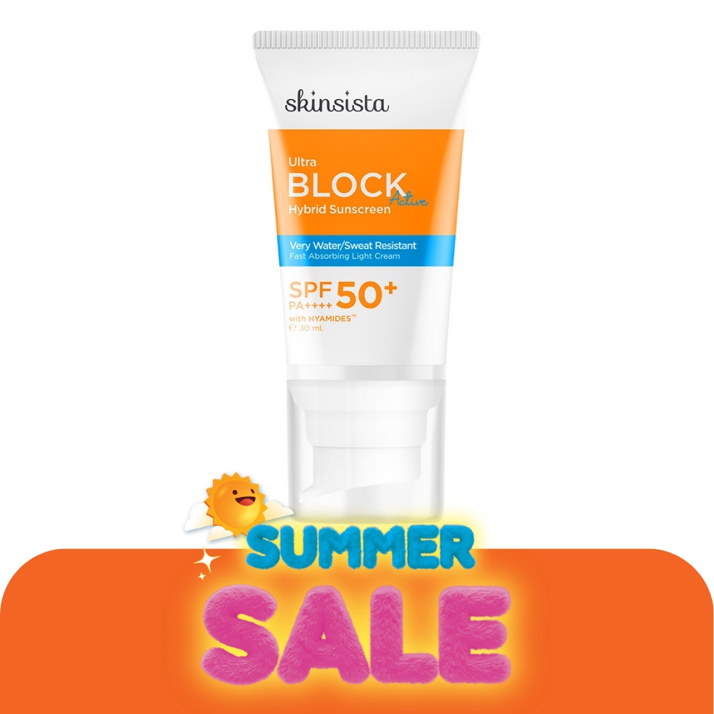 สกินซิสต้า อัลตร้า บล็อก แอคทีฟ ไฮบริด ซันสกรีน เอสพีเอฟ 50+ พีเอ++++ 30 มล.