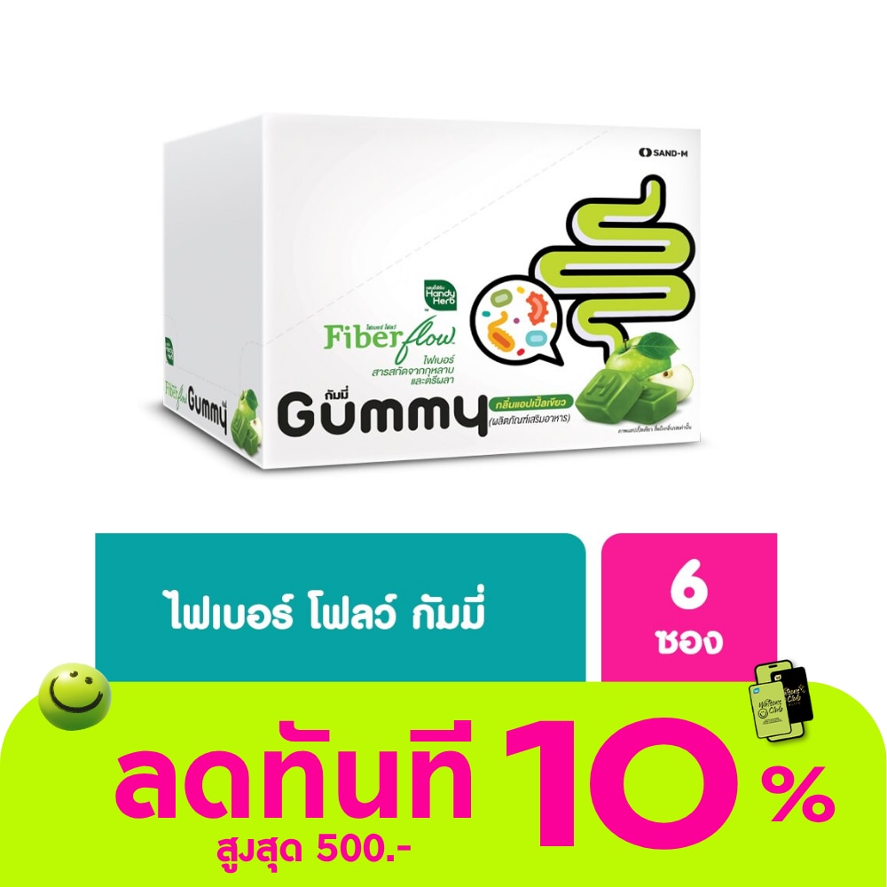 แฮนดี้เฮิร์บ ไฟเบอร์ โฟลว์ กัมมี่ กลิ่นแอปเปิ้ลเขียว 24 กรัม x 6 ซอง image
