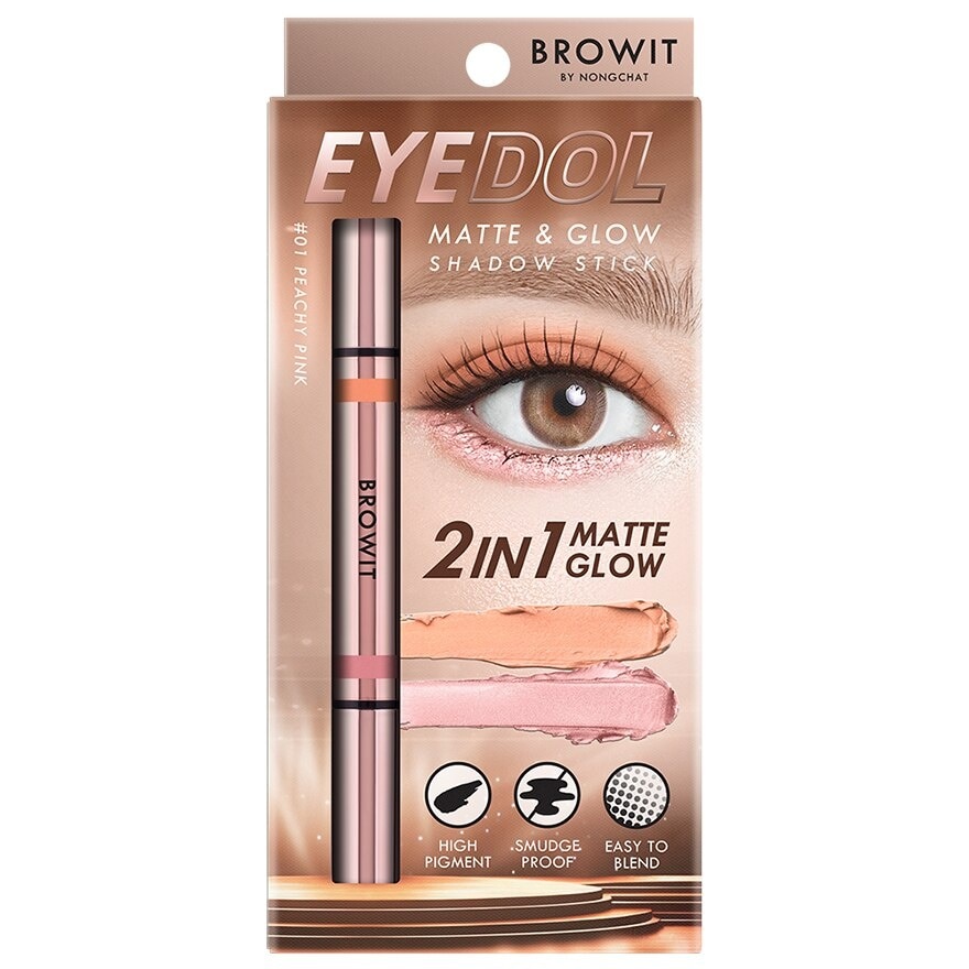 Browit Eyedol Matte And Glow Shadow Stick 1g. 01 Peachy Pink