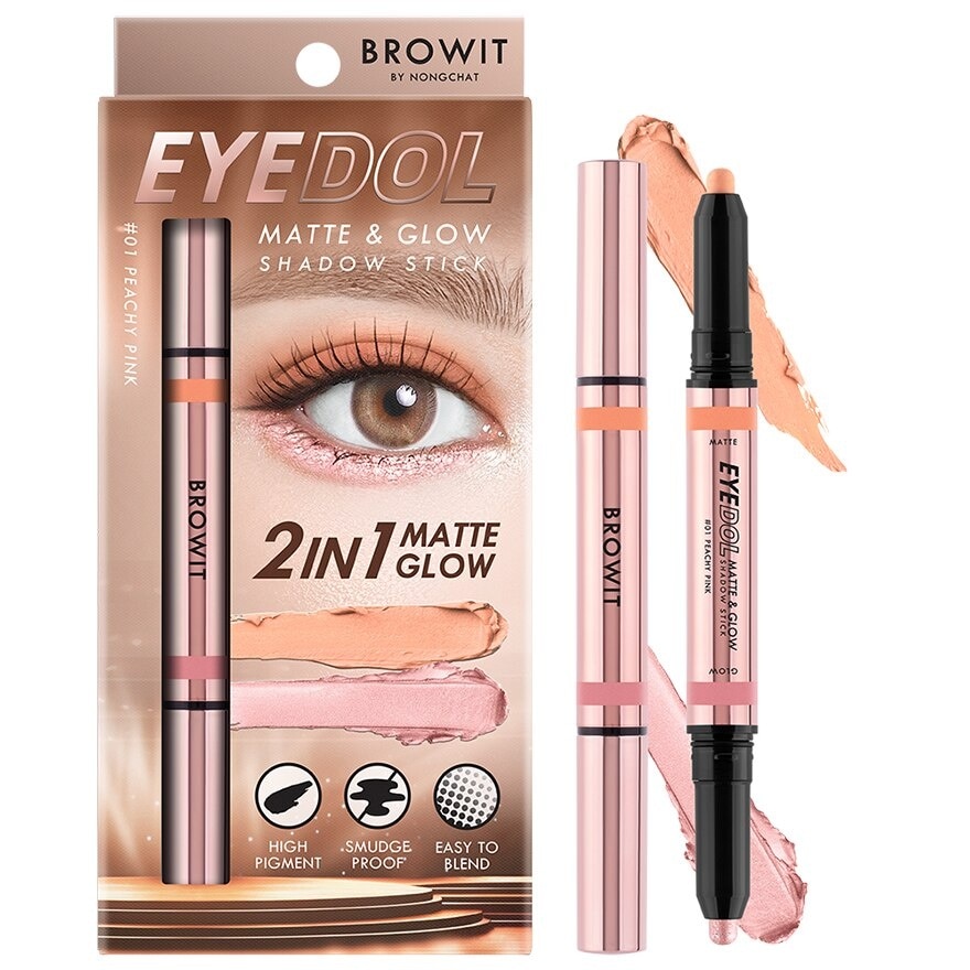 Browit Eyedol Matte And Glow Shadow Stick 1g. 01 Peachy Pink