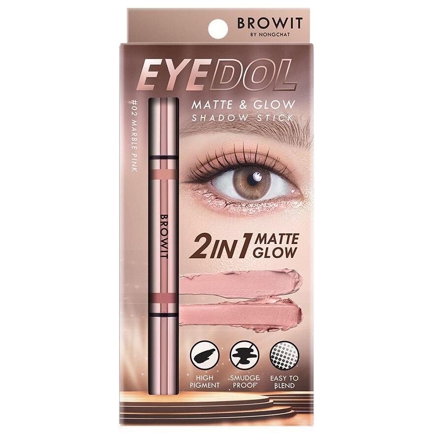 Browit Eyedol Matte And Glow Shadow Stick 1g. 02 Marble Pink