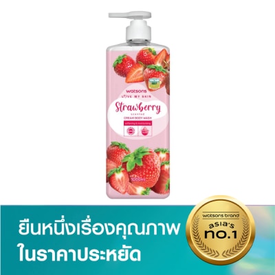WATSONS วัตสัน เลิฟ มาย สกิน สตรอว์เบอร์รี่ เซ็นทิด ครีม บอดี้ วอช 1000มล.