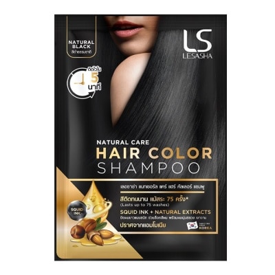 Le Sasha Lesasha Natural Care Hair Color Shampoo Natural Black 30 Ml. แชมพูเปลี่ยนสีผม