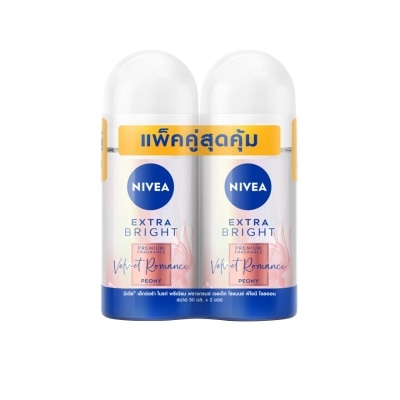 Nivea NIVEA Extra Bright Premium Fragrance Velvet Romance Peony Roll On 50 Ml.Twin Pack