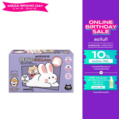 WATSONS - วัตสันสำลีแผ่นรีดข้าง 100แผ่น (Shibainc Comics)..