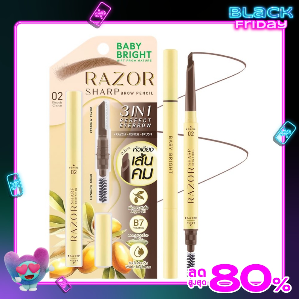 Baby Bright Razor Sharp Brow Pencil 0.15g. 02 Biscuit Choco