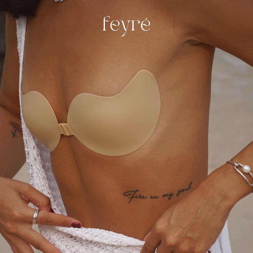 Feyre Adhesive Matte Silicone Mango Shape Bra Doeskin Size A For Cup A