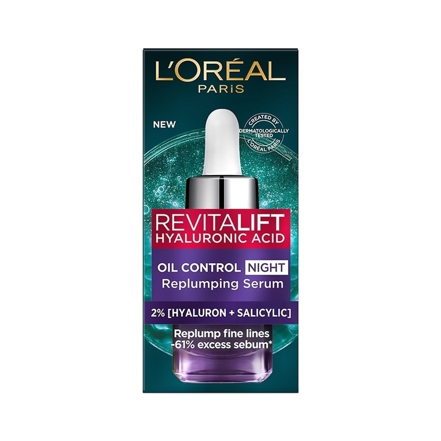 L'Oreal Paris Revitalift Hyaluronic Acid Oil Control Night Replumping Serum 15 Ml.