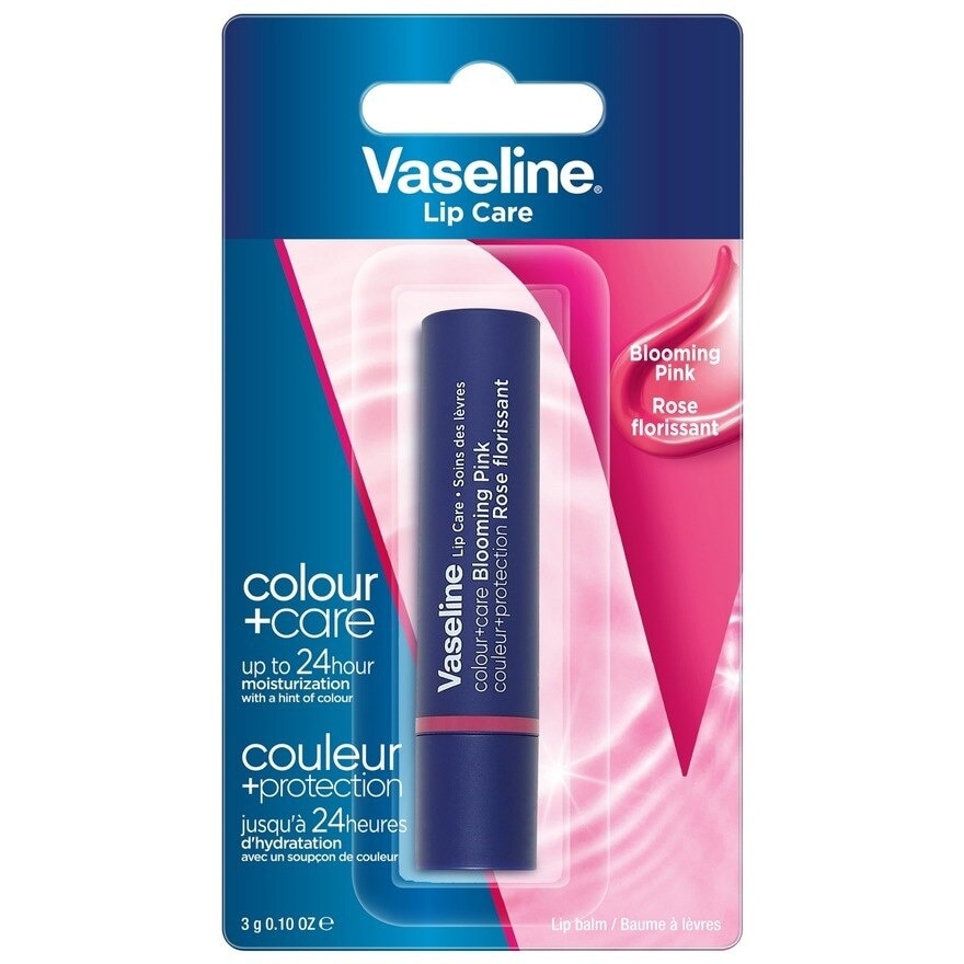 Vaseline Lip Care Colour+ Care Blooming Pink 3 G. ลิปบำรุงริมฝีปาก สดใส ฉ่ำวาว ชุ่มชื
