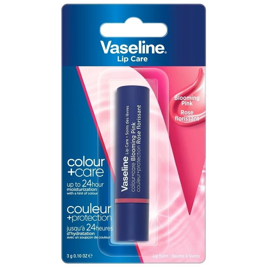 Vaseline Lip Care Colour+ Care Blooming Pink 3 G. ลิปบำรุงริมฝีปาก สดใส ฉ่ำวาว ชุ่มชื