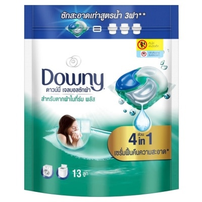 Downy ดาวน์นี่ เจลบอลซักผ้า สำหรับตากผ้าในที่ร่ม พลัส ถุงเติม 13 ชิ้น