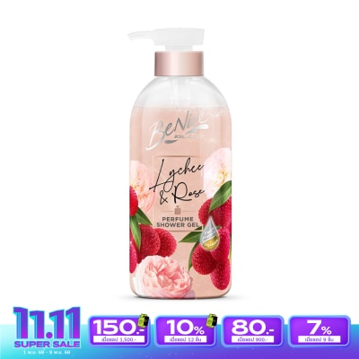 Benice Benice Perfume Shower Gel Lychee  Rose 450 Ml.
