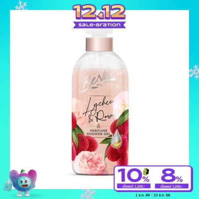 Benice Benice Perfume Shower Gel Lychee  Rose 450 Ml.