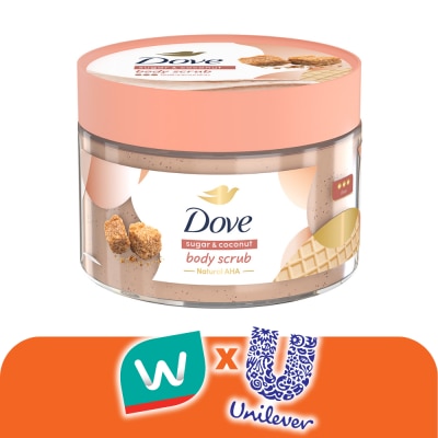 Dove - โดฟ บอดี้ สครับ ชูการ์ แอนด์ โคโคนัท 280 กรัม สครับ ขัดผิวกาย เนียนนุ่ม