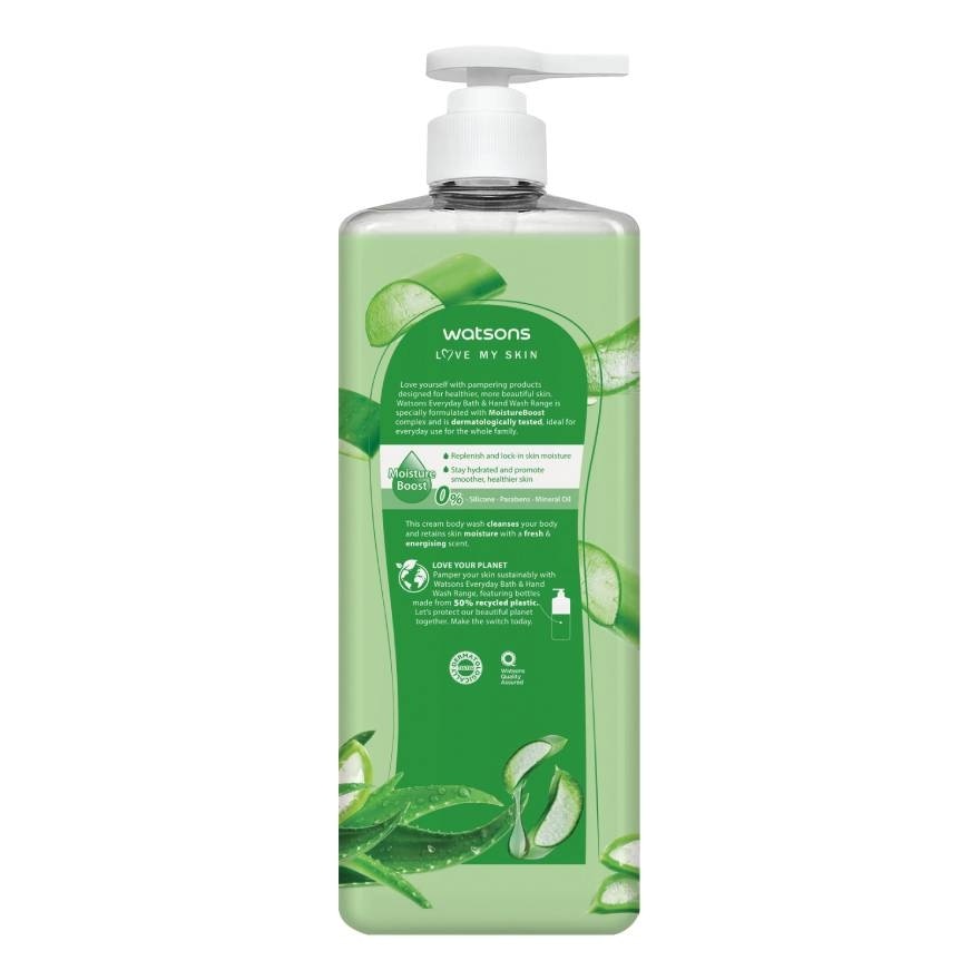 Watsons Love My Skin Aloe Vera Scented Cream Body Wash 1000ml.