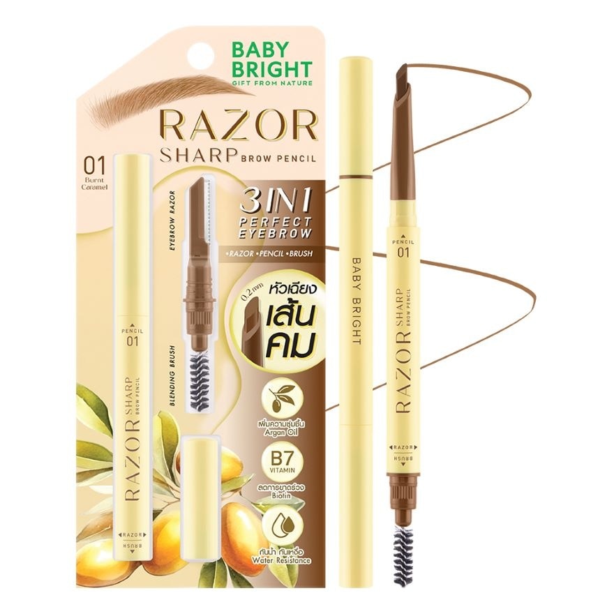 Baby Bright Razor Sharp Brow Pencil 0.15g. 01 Burnt Caramel