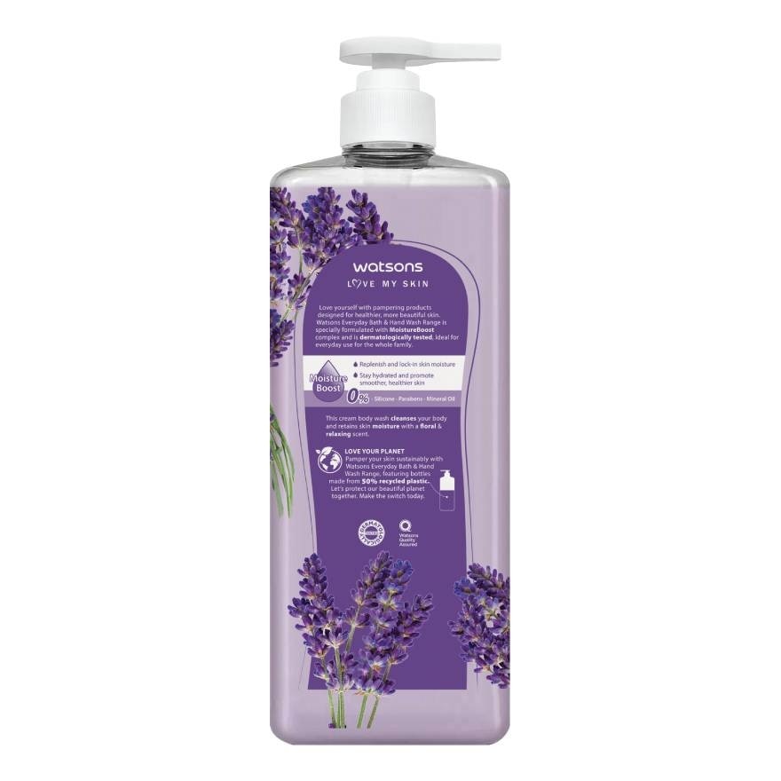 Watsons Love My Skin Lavender Scented Cream Body Wash 1000ml.