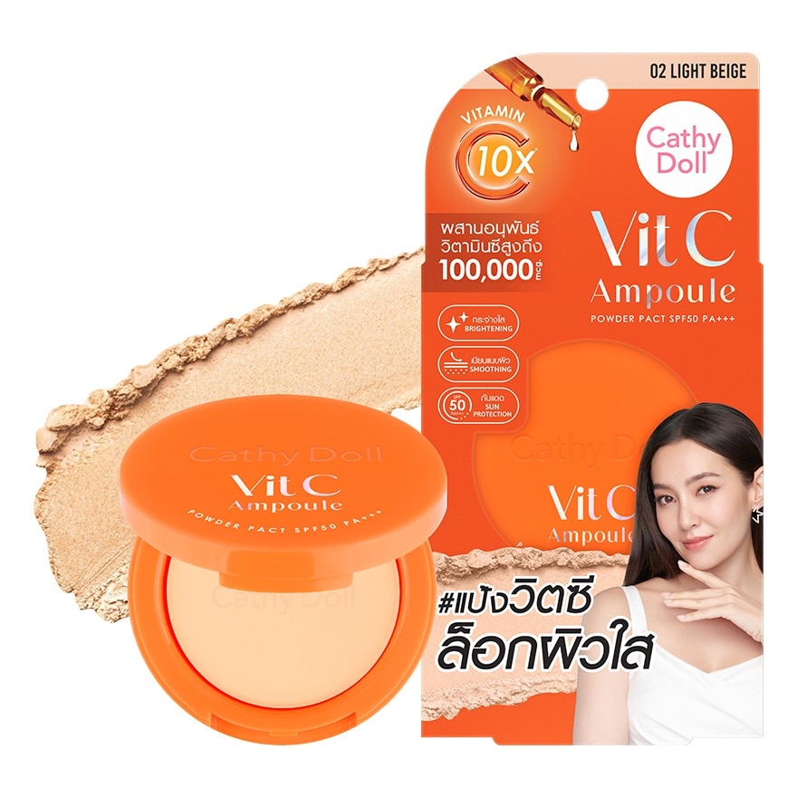 Cathy Doll Vit C Ampoule Powder Pact SPF50 PA+++ 6g. 02 Light Beige