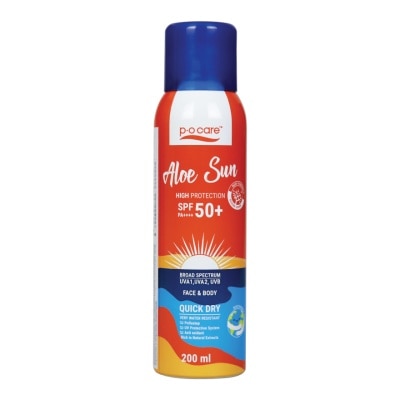 PO Care P.O. Care Aloe Sun Spray Face  Body SPF50+ PA++++ 200 Ml. สเปรย์ กันแดด