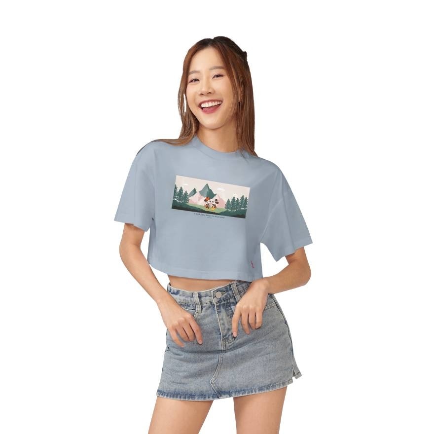 จีคิว เสื้อยืด ดิสนีย์ ดับกลิ่น ภูเขา สีฟ้า ไซส์ XL