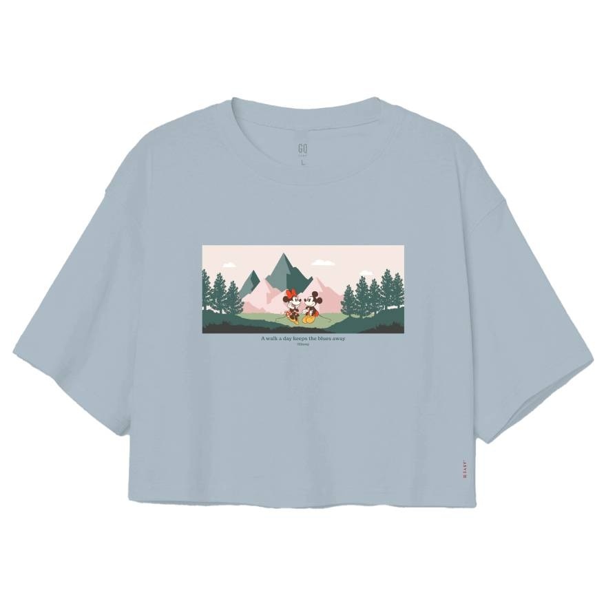 จีคิว เสื้อยืด ดิสนีย์ ดับกลิ่น ภูเขา สีฟ้า ไซส์ XL