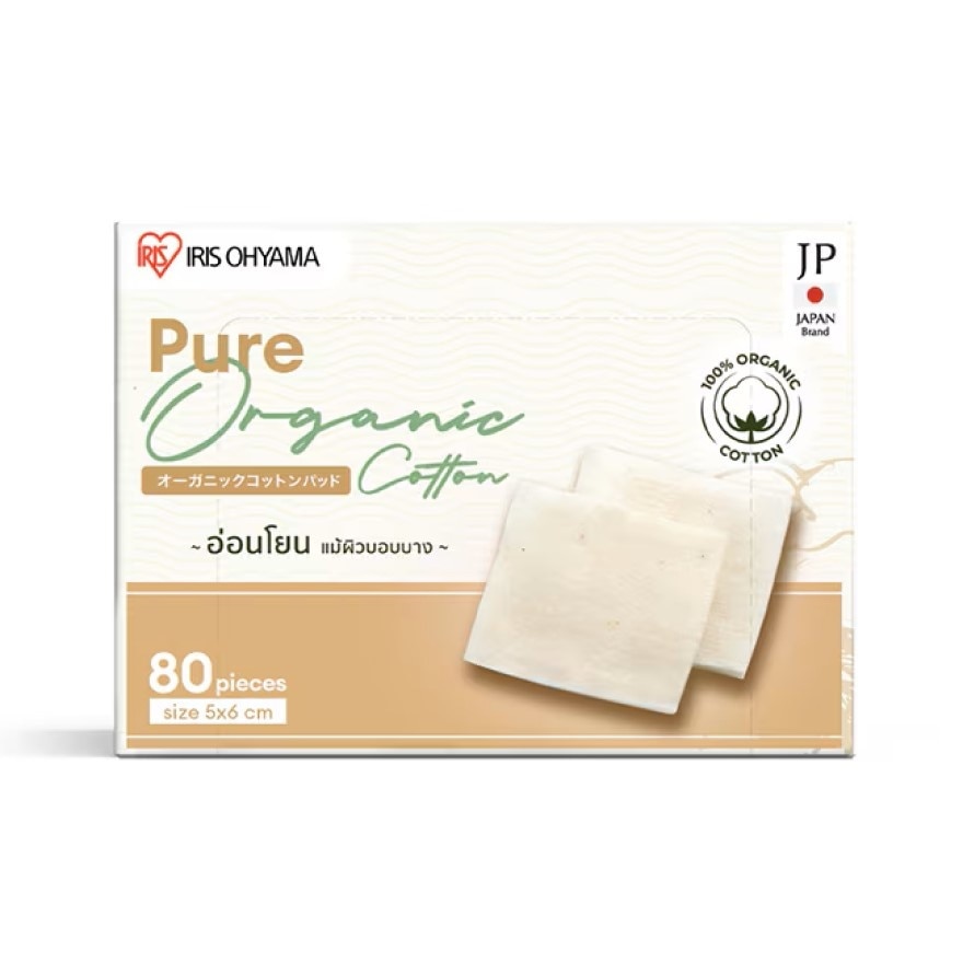 IRIS OHYAMA Pure Organic Cotton Pads (Cleansing Cotton) 80 Pcs