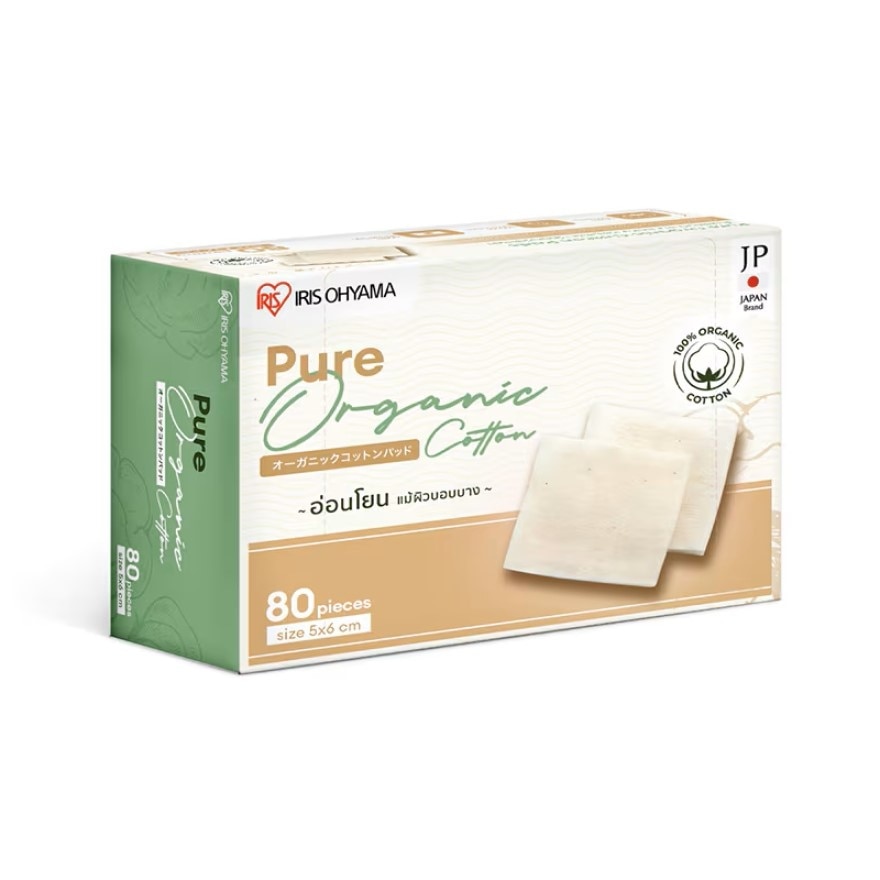 IRIS OHYAMA Pure Organic Cotton Pads (Cleansing Cotton) 80 Pcs